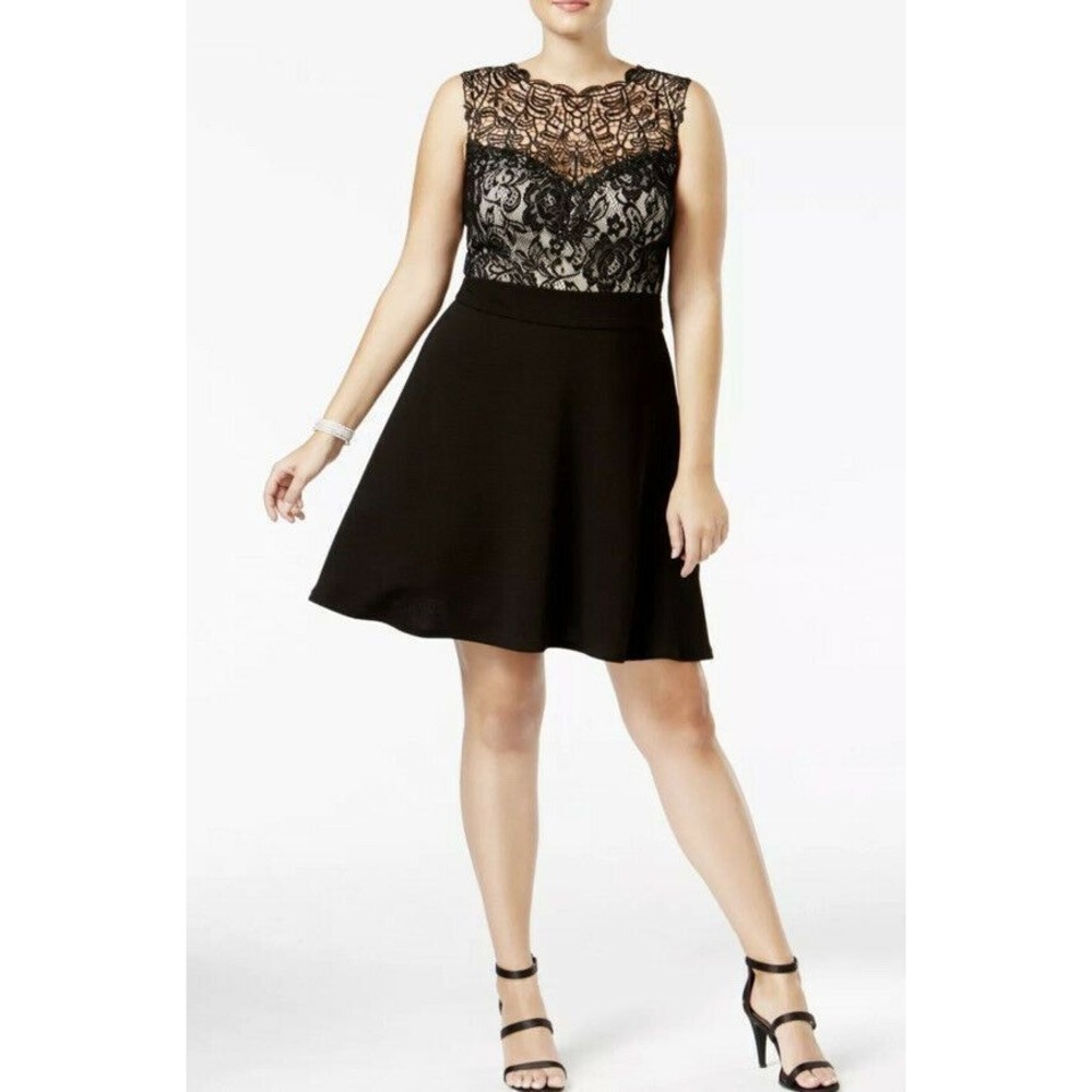 LOVE SQUARED Women's Black Sleeveless Above The Knee Party Dress‎ Plus 3X